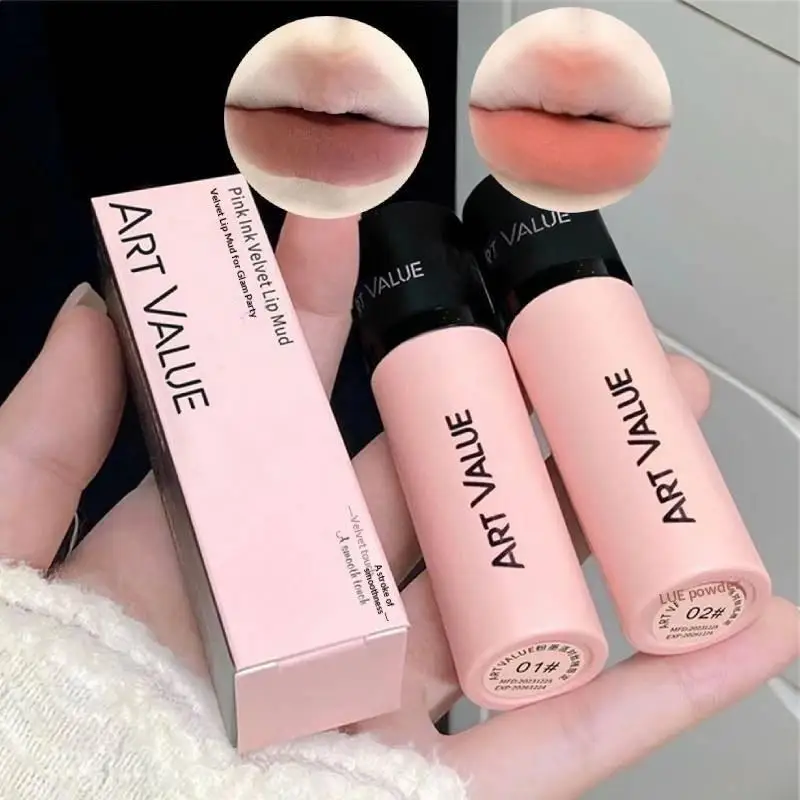 Pink Mist Velvet Lip Glaze Lip Gloss Long Lasting Waterproof Silky Smooth Lightweight Liquid Lipstick Lip Tint Mud Cosmetics