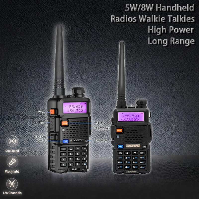 1/2/4PCS Baofeng UV 5R 5W 8W Walkie Talkie Ham CB Radio Long Range Dual Band VHF UHF FM Transceiver Zwei Weg Radio UV5R K5 Plus