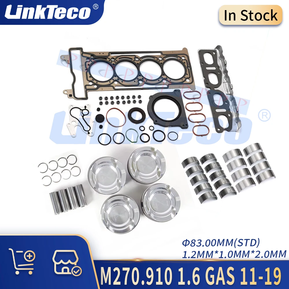 

Engine Parts Cylinder Head Gasket Pistons Bearings Kit Fit 1.6 L GAS DOHC L4 M270 For Mercedes-Benz A200 B200 CLA200 2011-2019