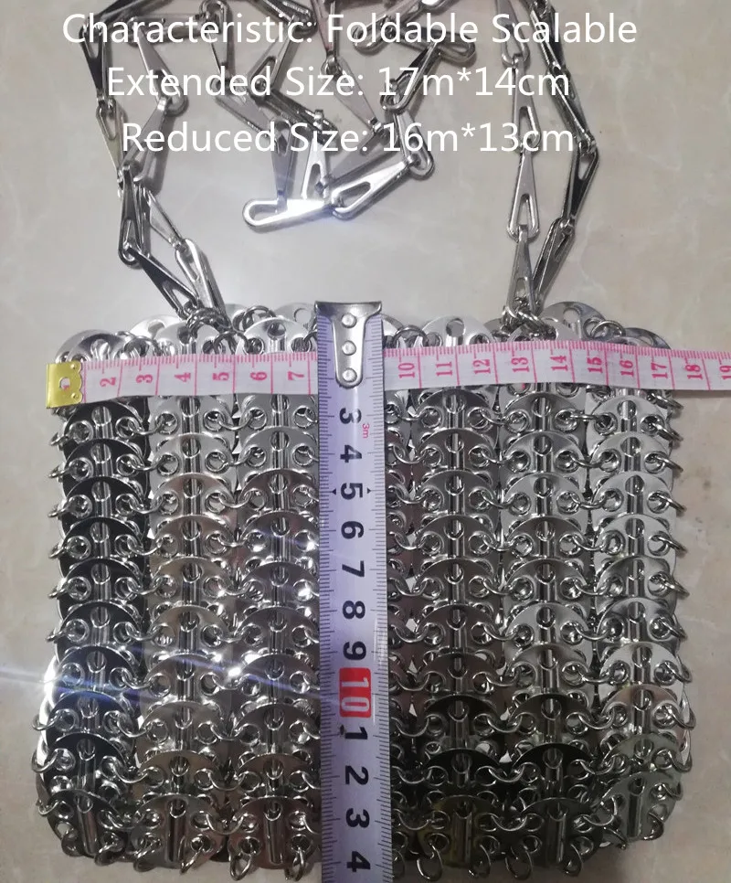 Imagem -06 - Bolsos de Mujer de Diseñador Bolso Tejido Con Cadena de Lentejuelas de Metal Plateado Bolsos de Noche Huecos Bolso de Mano para Mujer Bolso de Hombro para Viaje y Vacaciones