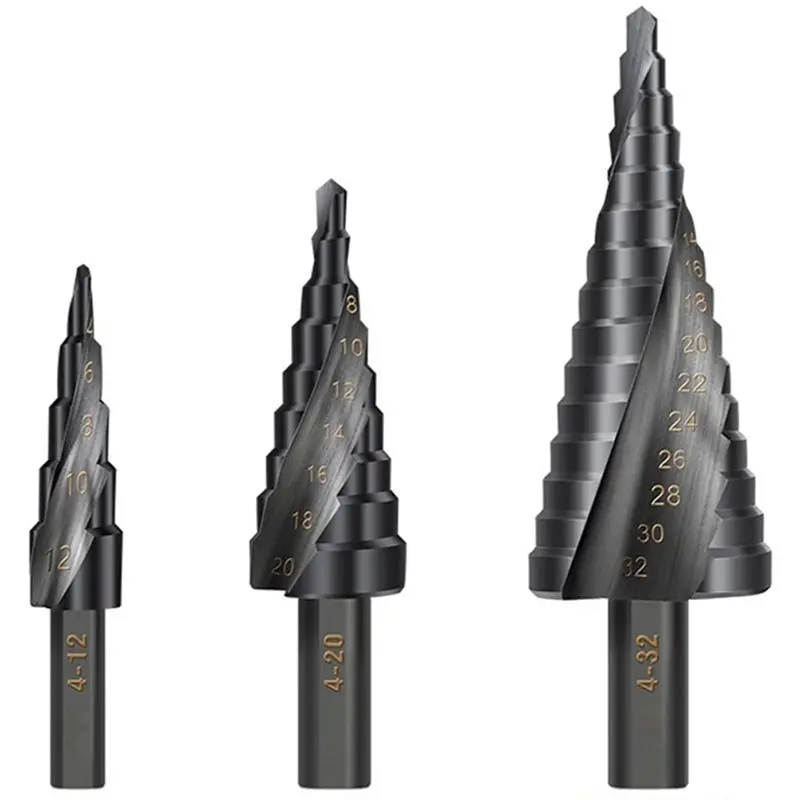 hota43t-3-個の金属穴あけ工具、オーガービット付きメトリックステップドリルビット、鋼用金属ドリルビット-4-12-20-32mm