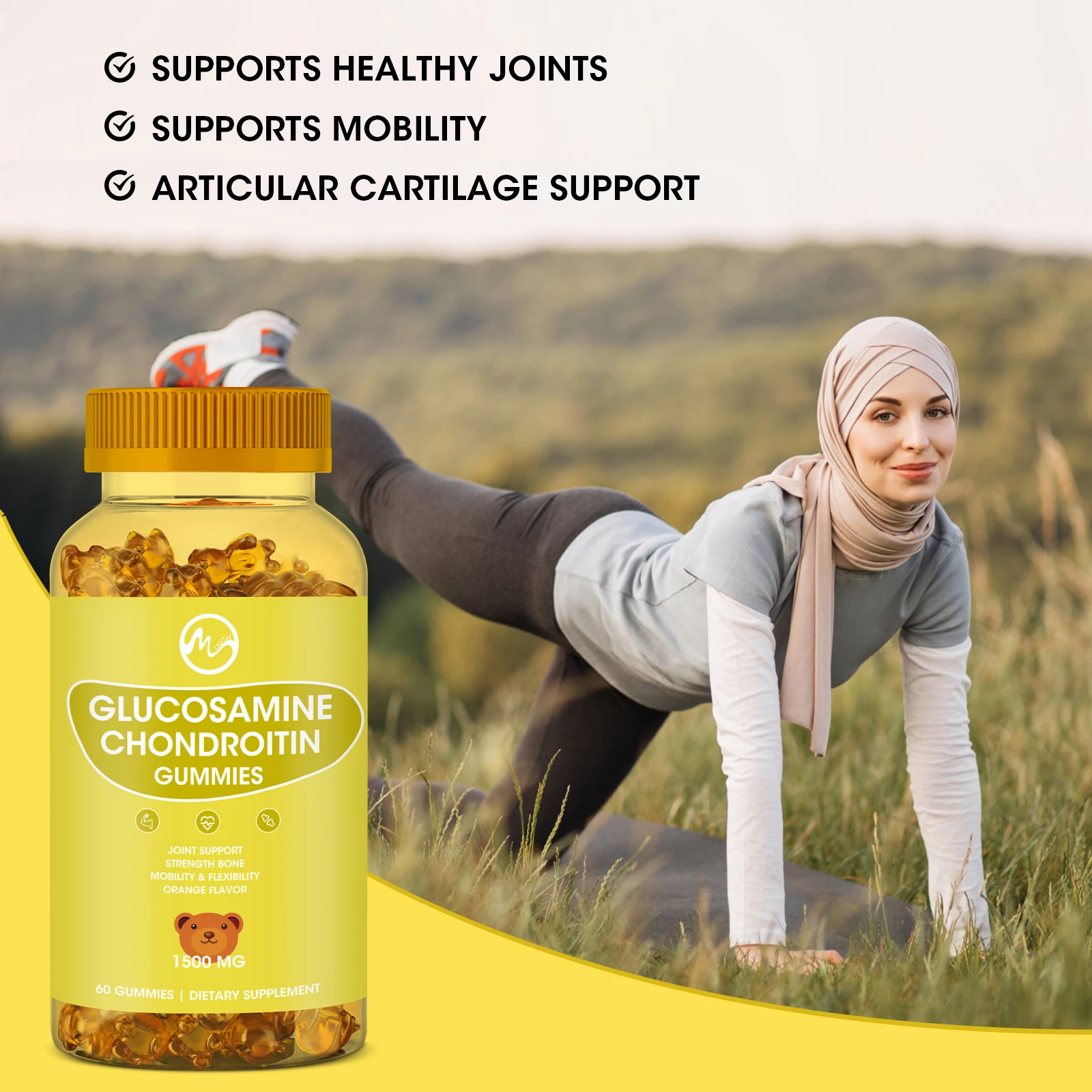 Glucosamine Chondroitin Gummies For Joint Support & Health Complex With Additional Msm Collagen Peptides For Hair, Skin & Nails