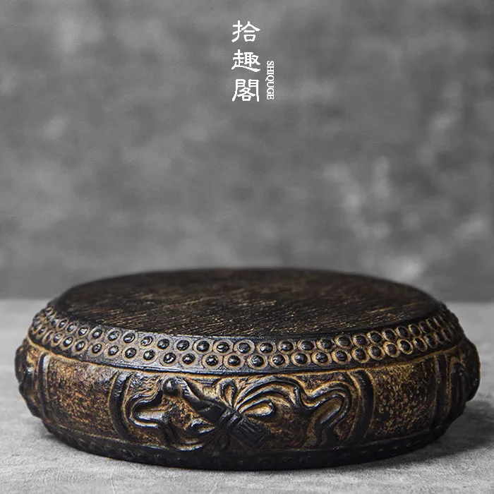 Handmade Teapot, Dry Soaked Stone Carving Art Ornament, Nostalgic Teapot Cushion, Vase Base Decoration, Buddha Seat, Chinese