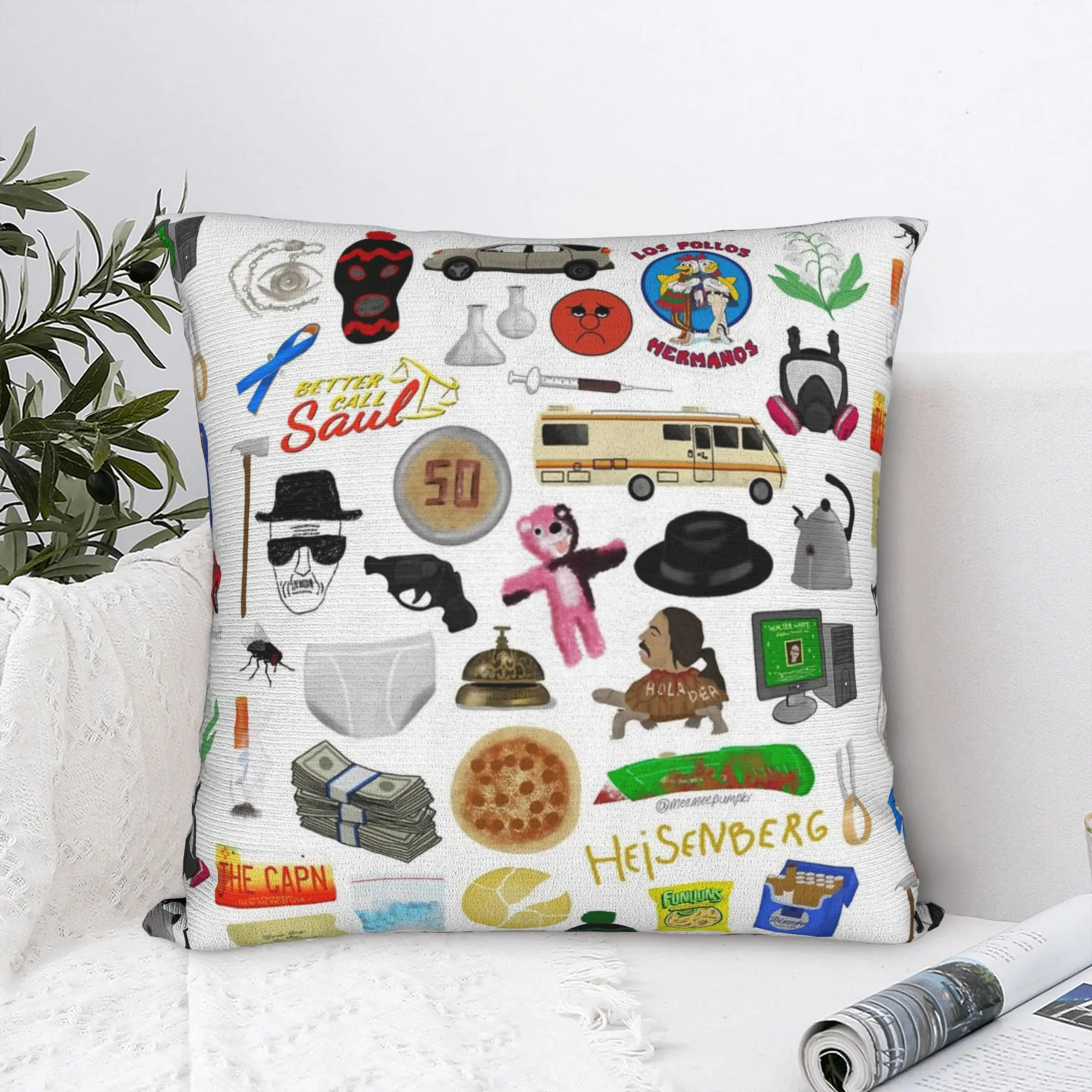 Breaking Bad collage drawing Square Pillow Cases  Cushion Cover Novelty Zipper Decor Pillowcase for Car 40x40cm