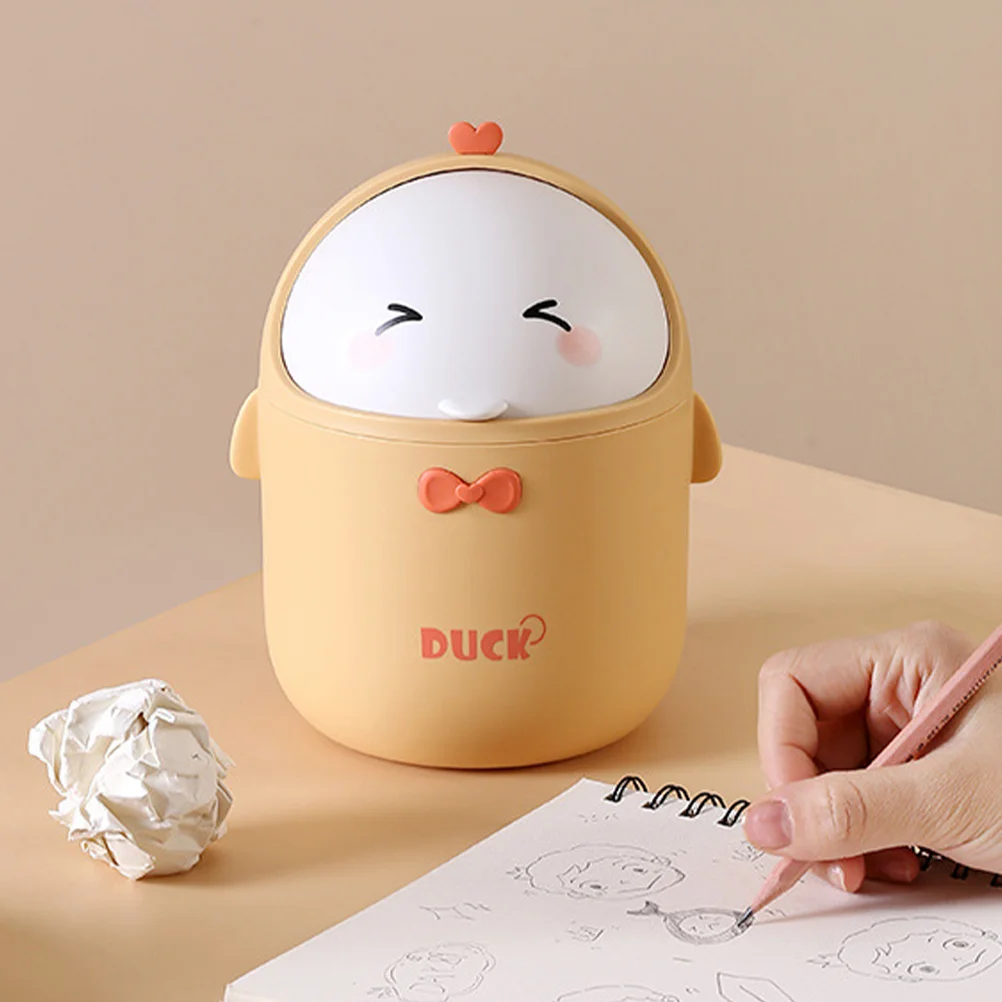 Cute Cartoon Internet Celebrity Duckling Office Desktop Trash Can Mini Paper Basket Pink for Black Small