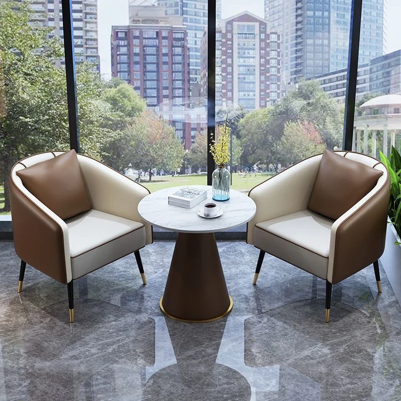 custom.[Easy Installation] Light Luxury Sales Office Simple Negotiation Table and Chair Set Reception Coffee Table Hotel Beauty