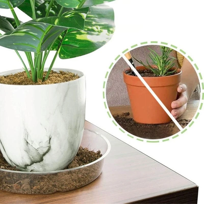24Pieces Clear Flower Pot Coasters Round Plastic Plant Drip Trays For Succulents And Houseplants 6/8/10/12inch 37JD