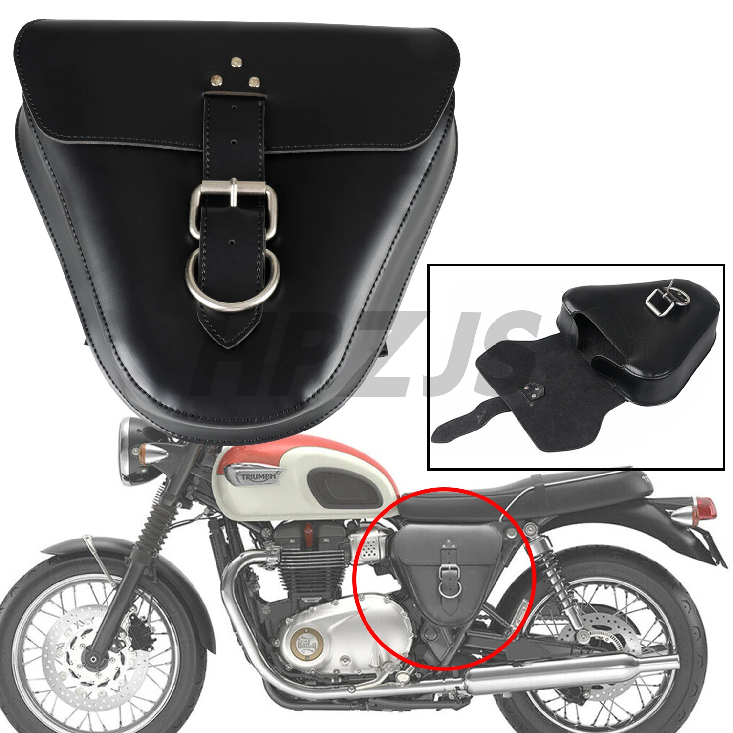

Motorcycle Side Clinch Saddlebag For Harley Sportster XL883 Cafe Racer Honda Bolt Saddle Bag Black Universal PU Leather