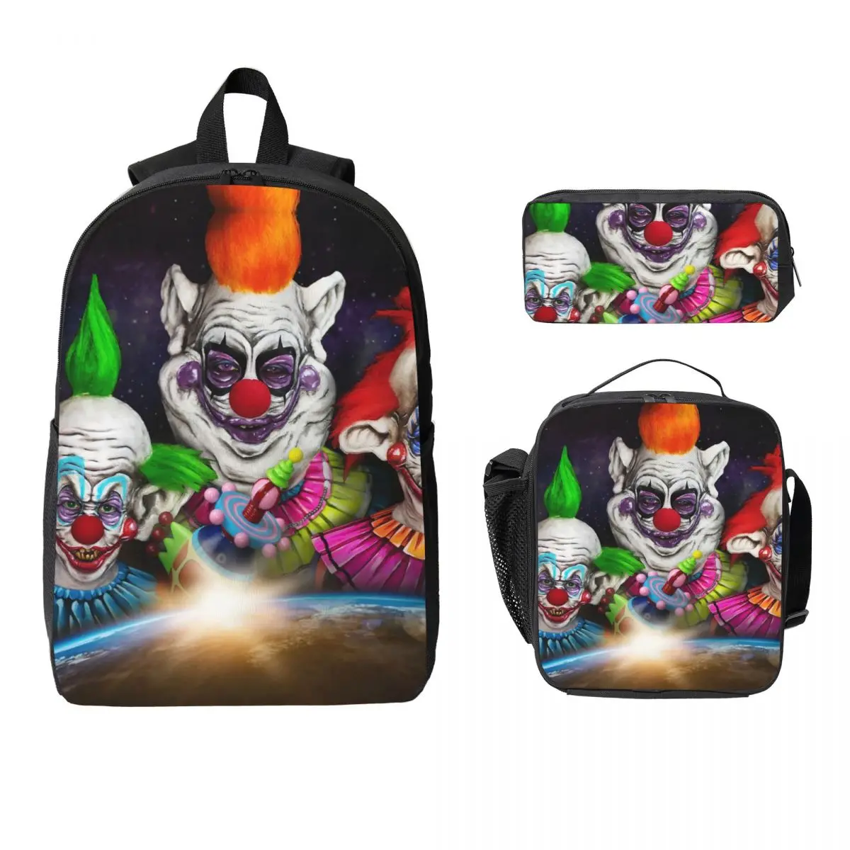 

Killer Klowns From Outer Space Backpack Boys Girls BookBag School Bag Laptop Shoulder Bags 3ps Insulated Lunch Bag Pencil Case