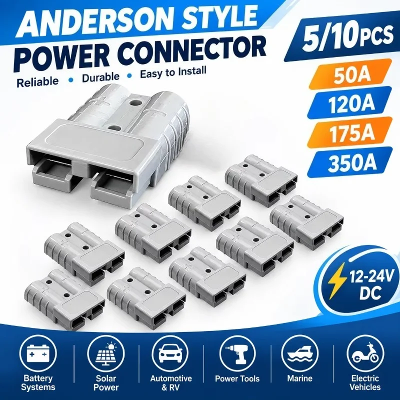 5/10pcs 50A/120A/175A/350A Anderson Style Plug Connectors 12-24V DC Power Tool Power Charger Battery Electronic Accessories
