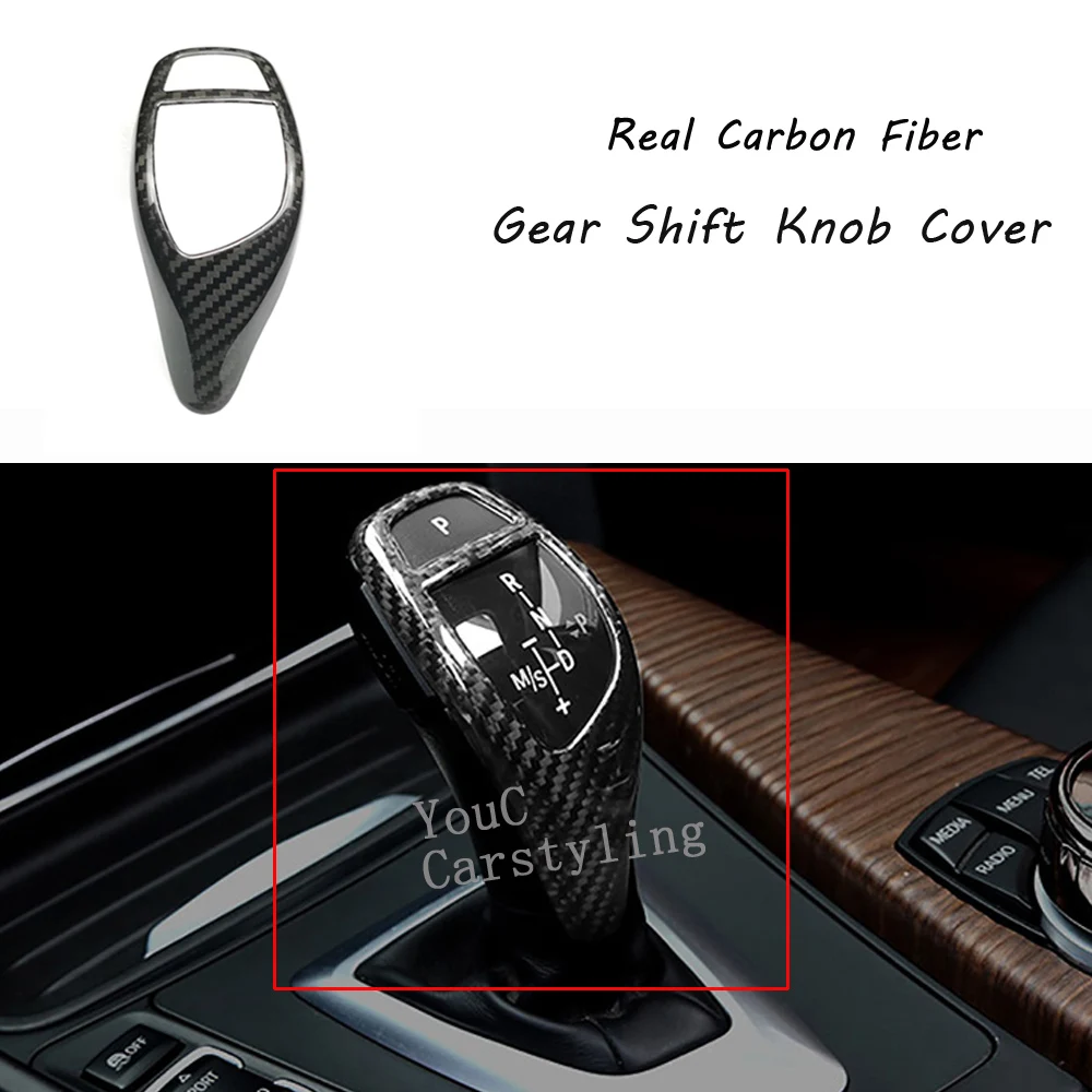 Carbon Fiber Gear Shift Knob Cover & Gear shift Shifter Sticker for BMW F30 F31 F20 F21 F22 F32 F33 F36 F10 F12 F13 F06 F34 F15