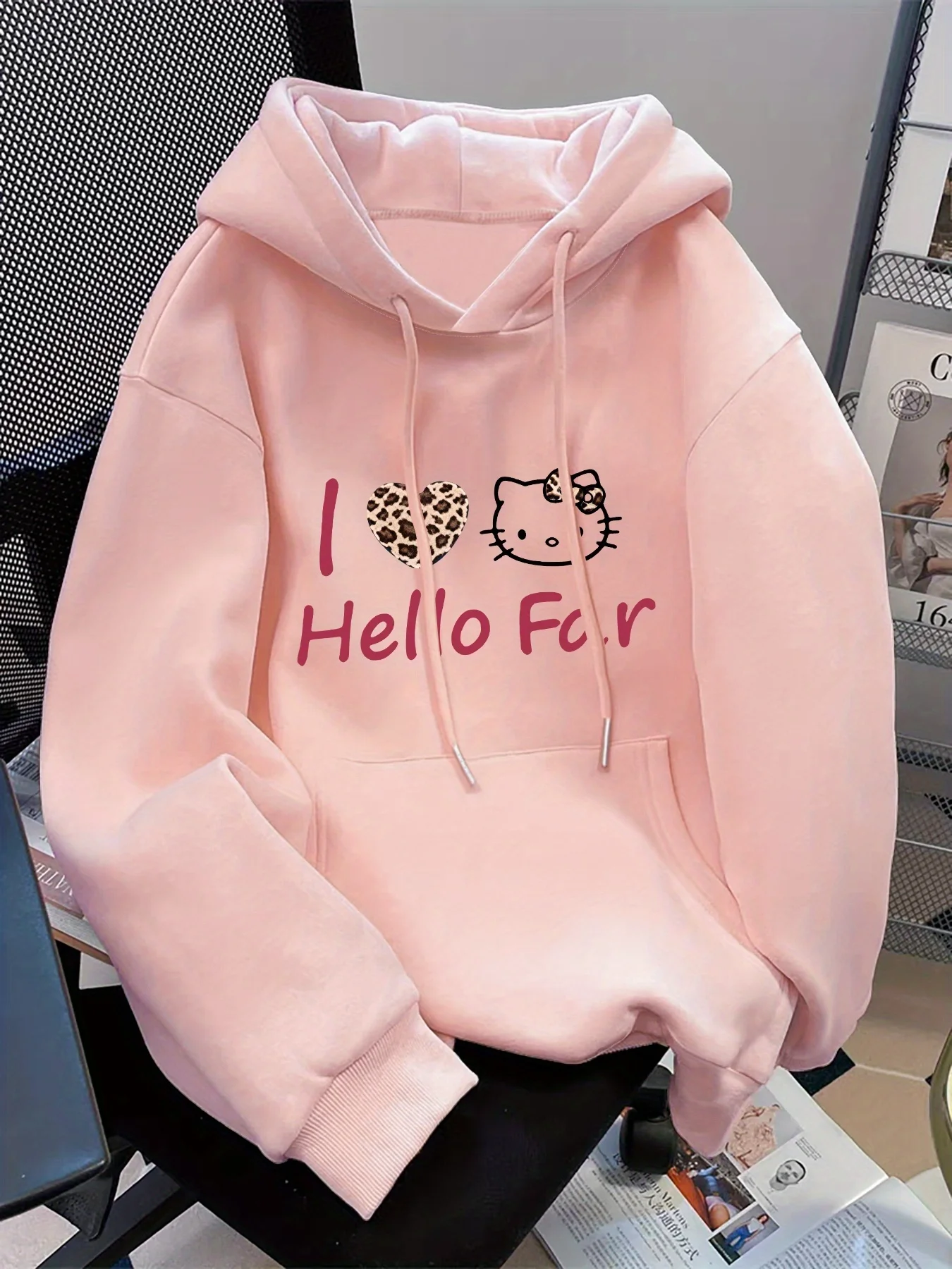 Bluza damska Sanrio Hello Kitty, jesienno-zimowa, polarowa, codzienna, unisex, wkładana przez głowę, odzież, bluza z kapturem, oversize, streetwear