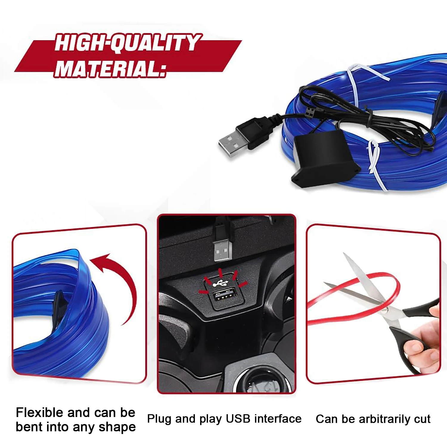 5m Neon LED auto-interieur ver - Led El Wire recensie en prijs