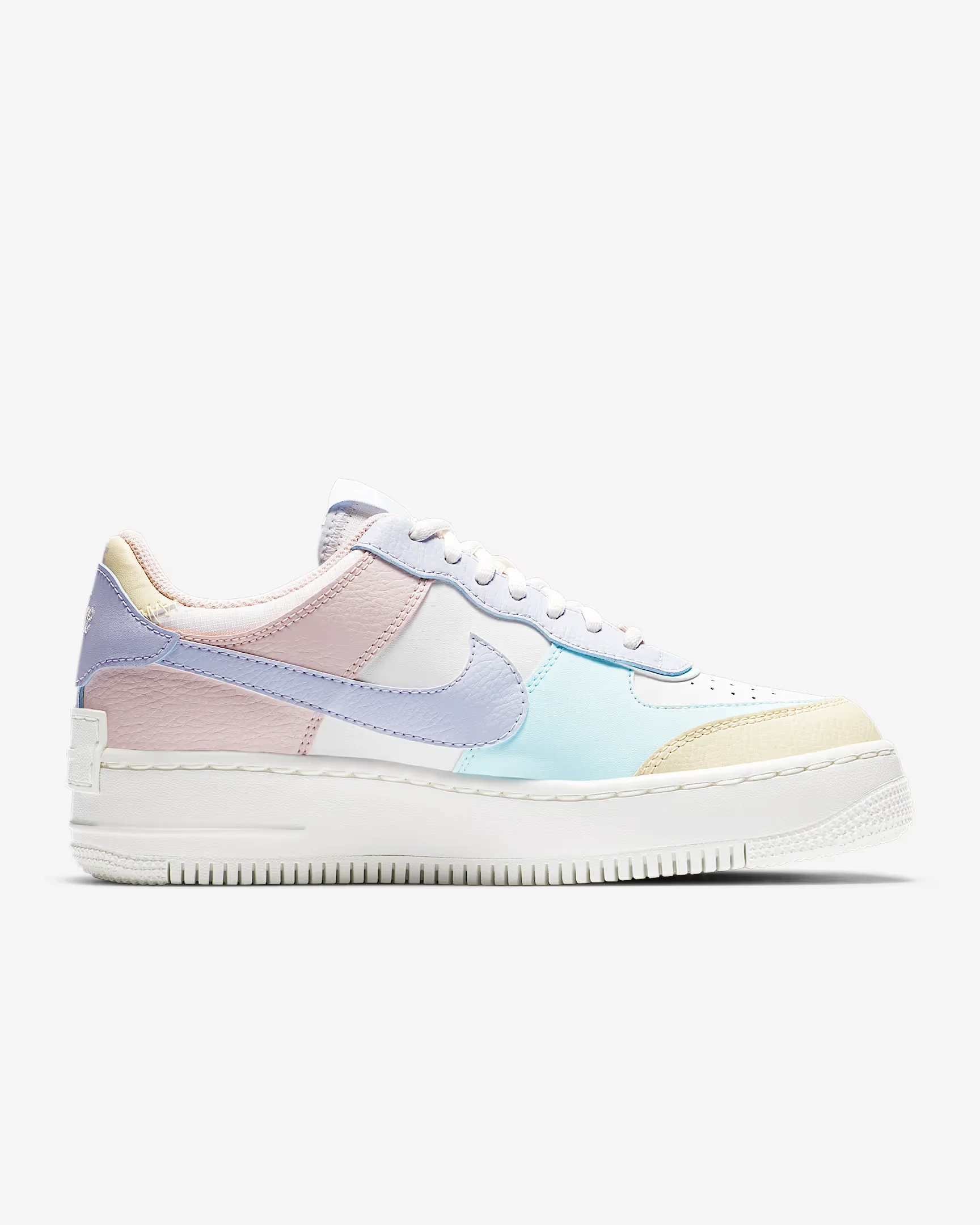 Nike Air Force 1 Shadow Low-Top Skate Shoes Feminino Branco Azul Rosa Painel Colorido Calçado Casual Desportivo CI0919-106