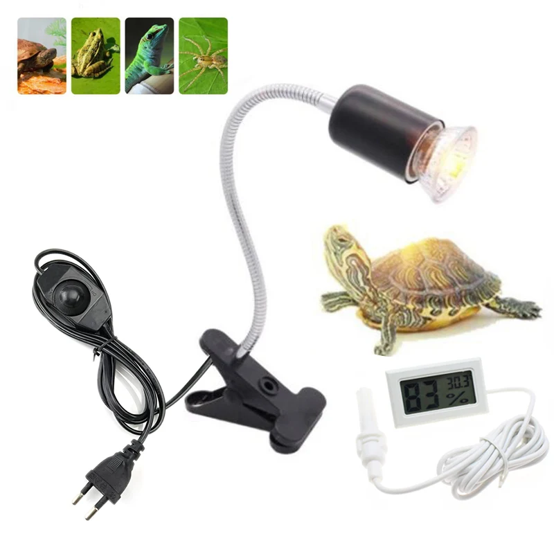 UVA UVB Reptile lamp holder bulb Set with Clip Turtle Bulb Lamp Tortoises kit Heating Thermometer Hygrometer Basking Lamp Kit F1