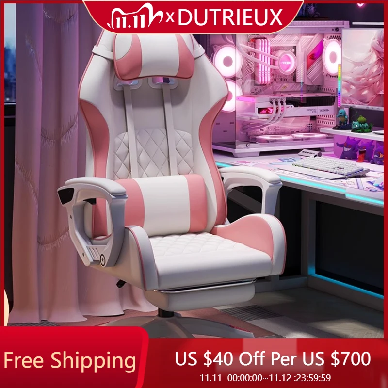 

Girls gaming chair leisure backrest Rotatable Luxury european chair adult comfortable designer footrest cadeira gamer furniture