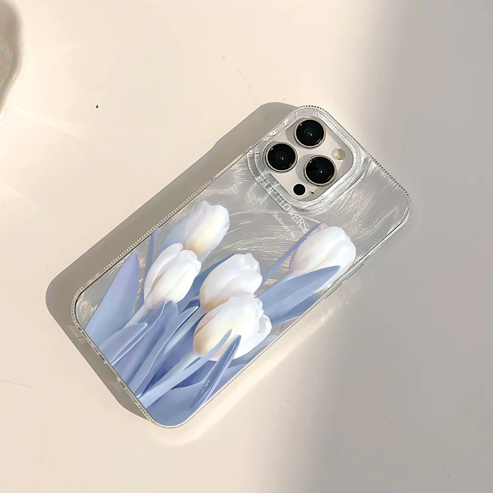 Für Samsung Galaxy S21 S26 S25 S24 S23 S22 Ultra Plus FE Hülle Frisches Blaues Tulpenmuster Cover Für A16 A15 A36 A54 A55 A56 Fundas – Detail 10