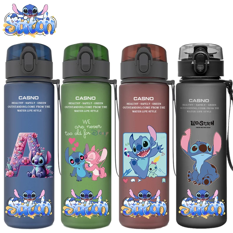 

560MLLilo & Stitch Красный Синий Черный Зеленый Игровая Чашка Для Воды Ангел Стич Бутылка Аниме Периферийные устройства Дети Студенческая Чашка Для Питья Подарок