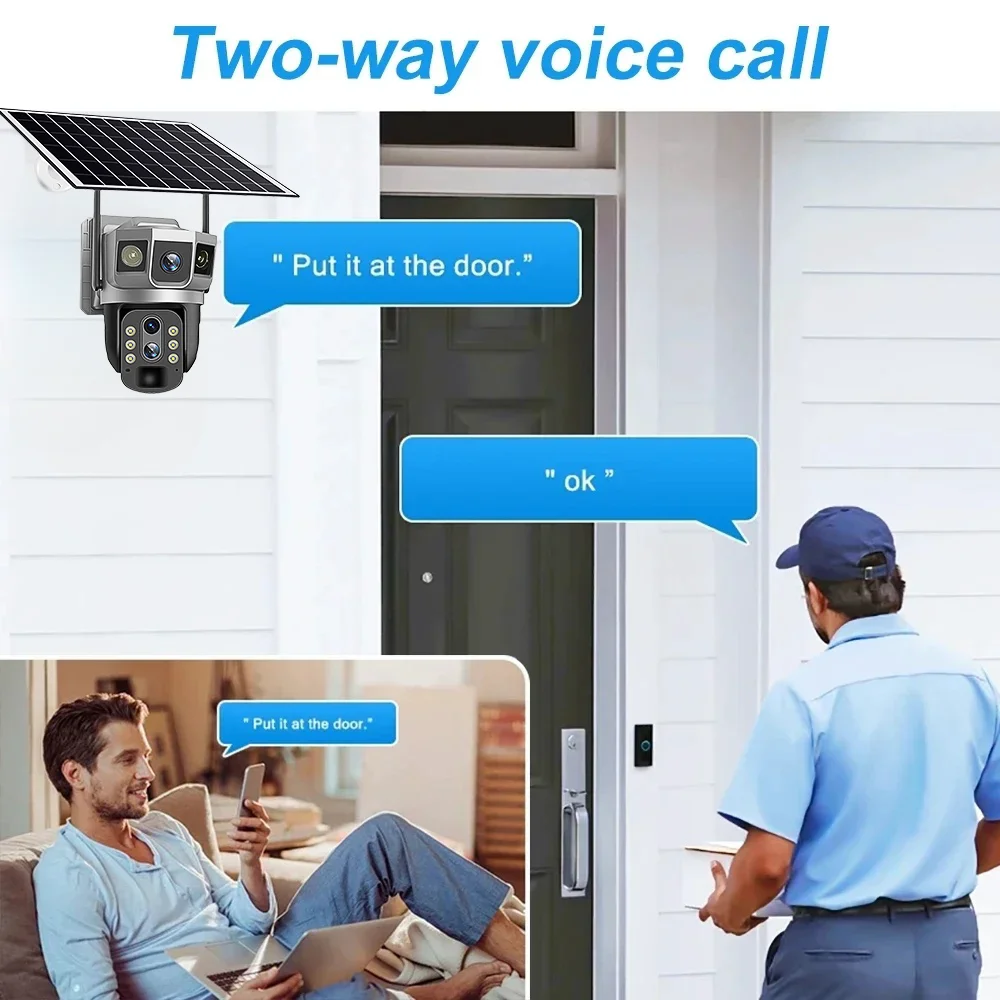 12MP 4K Solar 4G IP Camera 10X Digital Zoom CCTV Surveillance Outdoor Waterproof Monitor Pir Motion Detect Night Vision V380 Cam