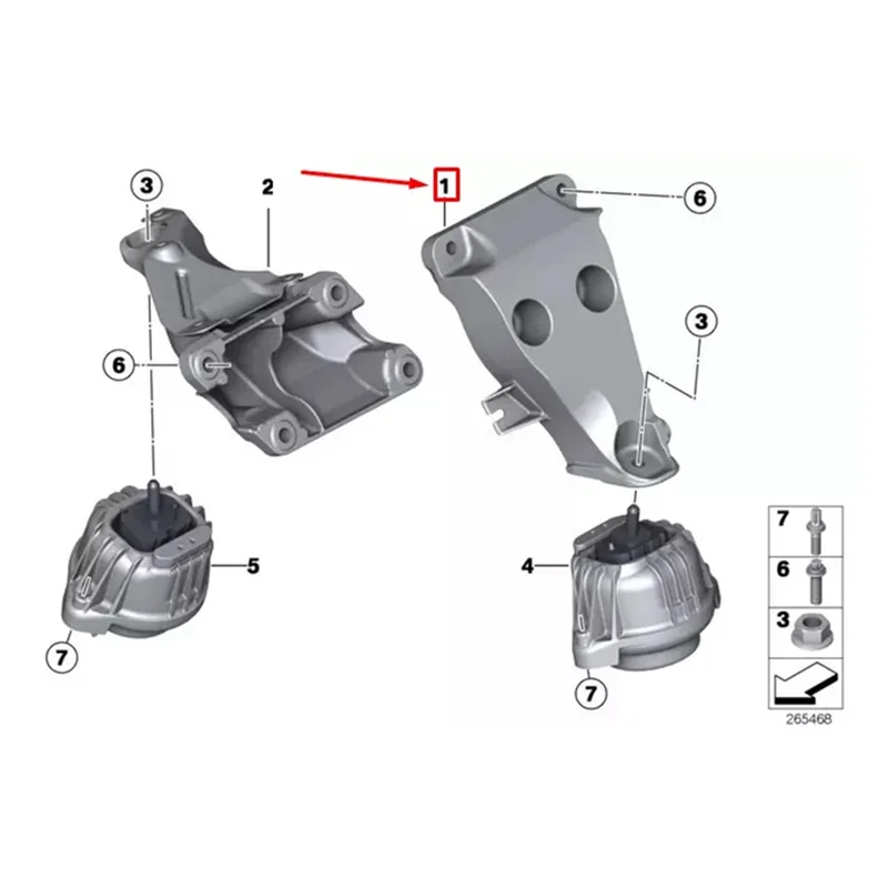 

L37A-Левый боковой кронштейн опоры двигателя 22116784823 для BMW 3 4 серии X3 X4 F25 F22 F26 F30 F31 F35 2012-2018 228Ix 320I