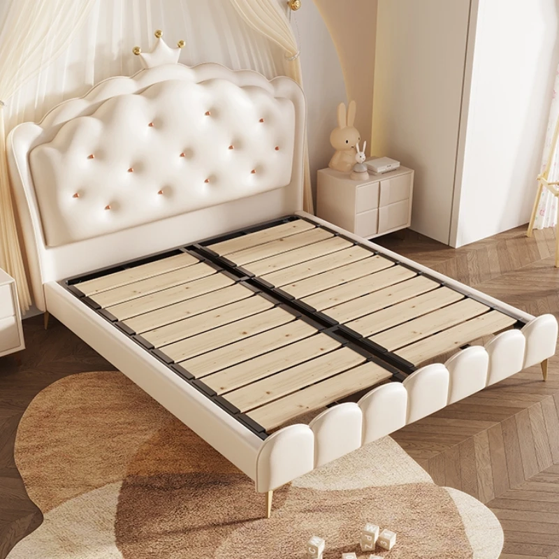 

-ForRegale Bed Mattress Elegant Luxury Leather Bed Solid Wood Simple European Safe Luxury Gamer Service Muebles Unique Furniture