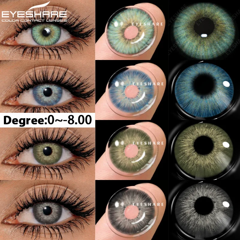 

EYESHARE 1pair Myopia Lenses Color Contact Lenses for Eyes With Diopters Prescription Lenses Yearly Green Lenses Blue Eye Lenses