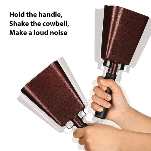 Imagen 2 del producto Campanas de mano escolares con mango para juegos y deportes, instrumento Musical de percusión, fabricantes de ruido de campana de vaca de 10 pulgadas