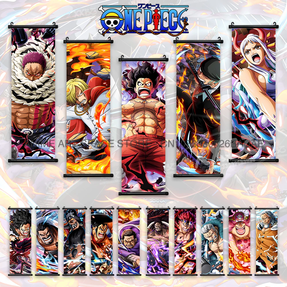 ONE PIECE Hanging Paintings Roronoa Zoro Hot Anime Poster Sanji Decorative Wall Art Dracula Mihawk Scrolls Picture Nico Robin 