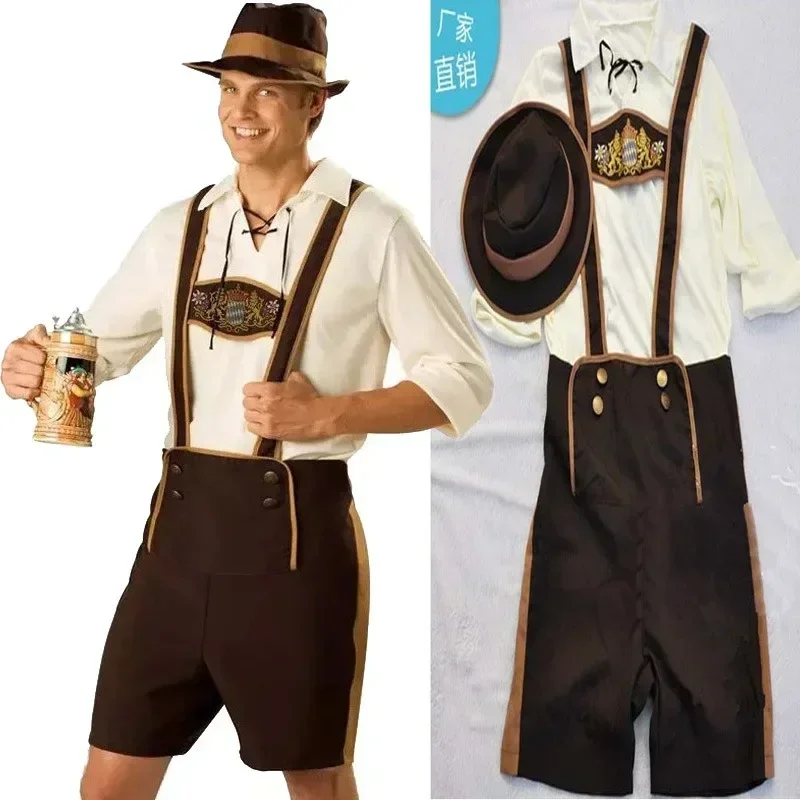 Pantalones de Cuero Bávaros Hansel para Halloween, Disfraz Masculino para Oktoberfest, Disfraz para el Festival Alemán de Múnich, Disfraces de Cosplay para Hombre