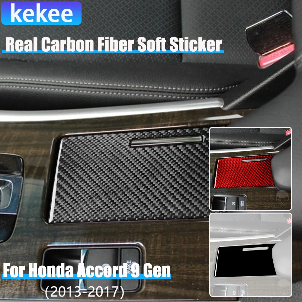 

Real Carbon Fiber Car Accessories Center Console Storage Panel Cover Soft Sticker For Honda Accord 9th Gen 2014 2015 2016 2017