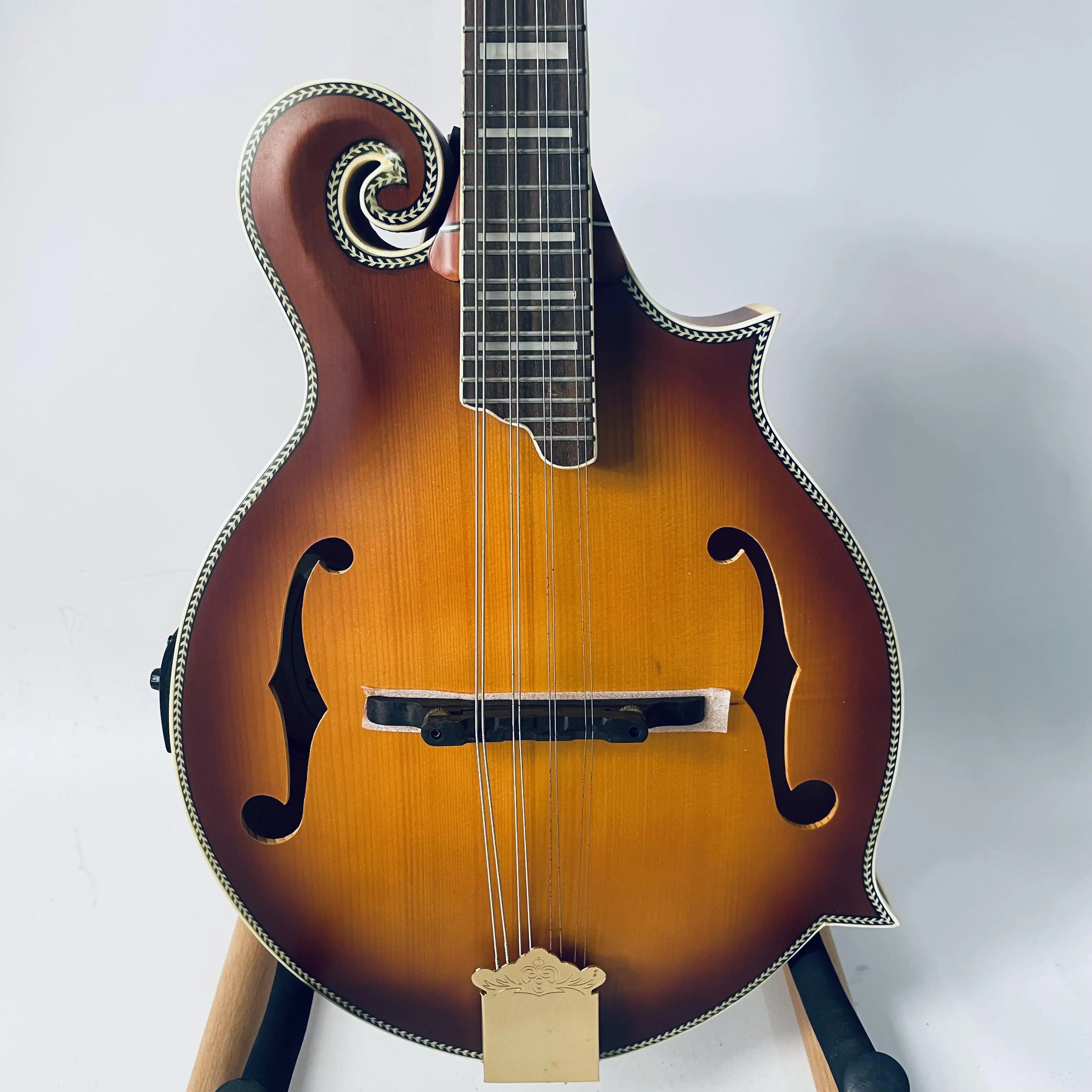 All Solid Spruce Top Flamed Maple Back and Side Mandolin Electric and Acoustic 8 Strings  68CM Length Genuine Authorised