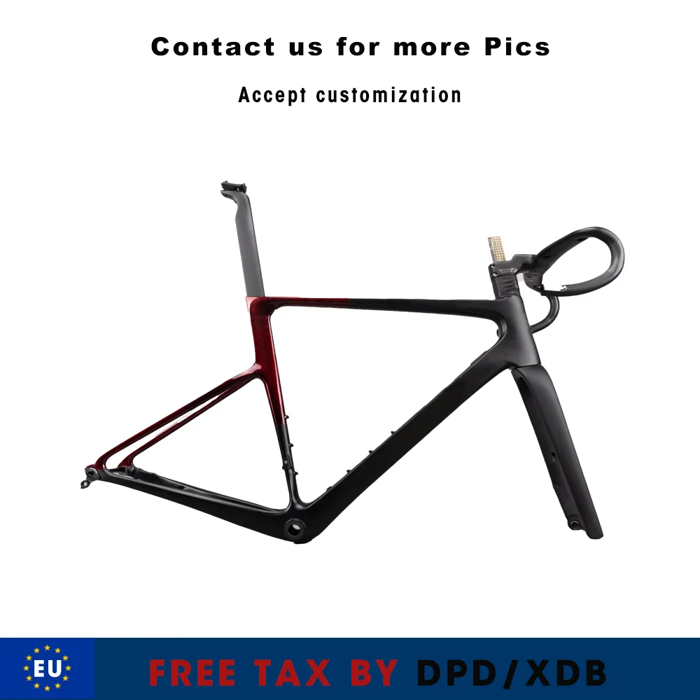 

2024 T1100 Light Weight Disc Brake Carbon Road Bike Frame With Handlebar Fully Internal Cable Bicycle Frameset DPD Shipping
