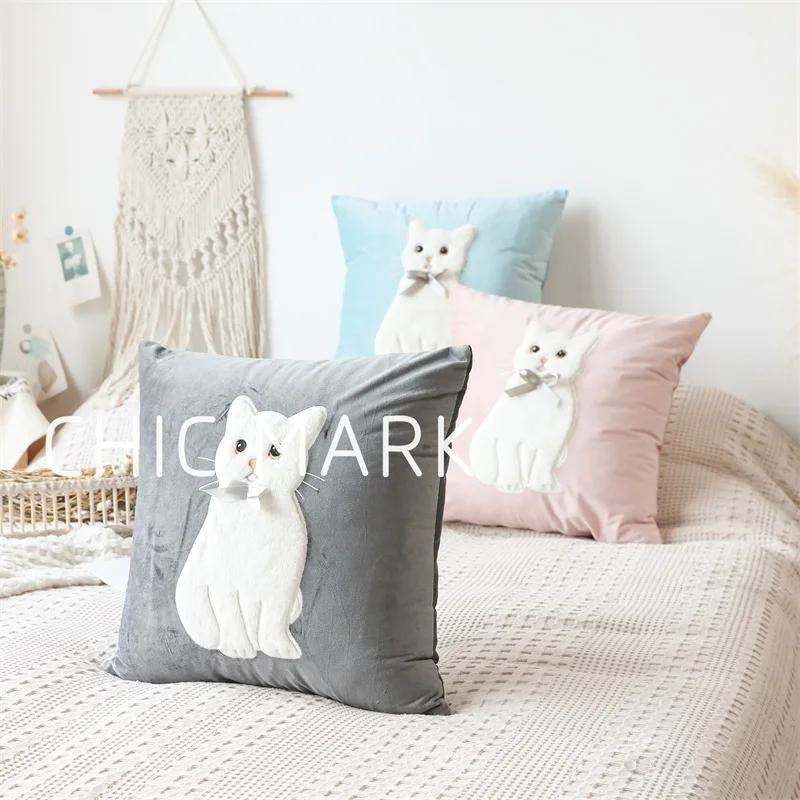 Withered Internet celebrity cartoon cute cat girl pillow cover living room sofa cushion sample room bedside cushion