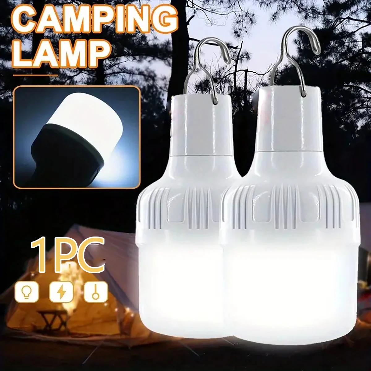 1PC portable USB rechargeable LED camping lights 60w/100w/150w/200w multi-power outdoor emergency lights barbecue tent lights.