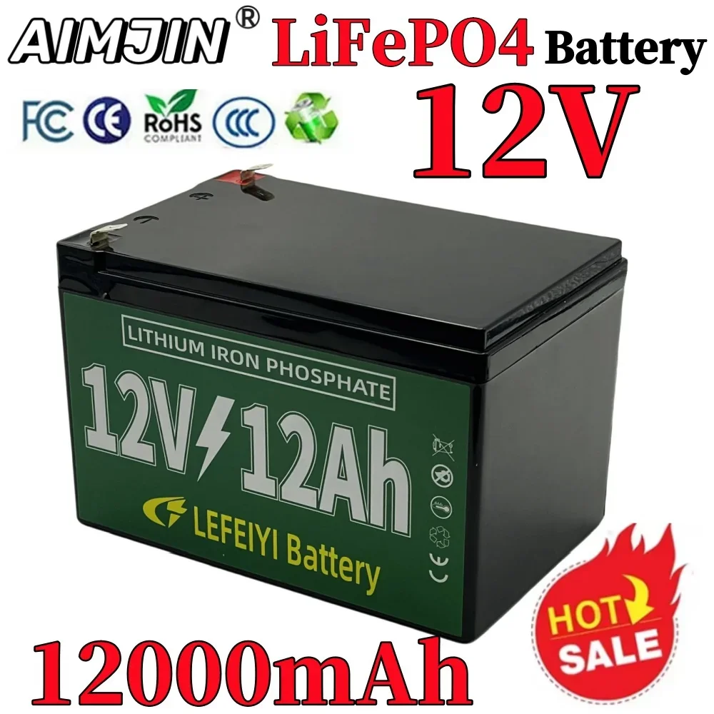 LiFePO4 12V 12AH Battery Pack Lithium Iron Phosphate 12.8V Cells For Electric Marine Motors Solar System