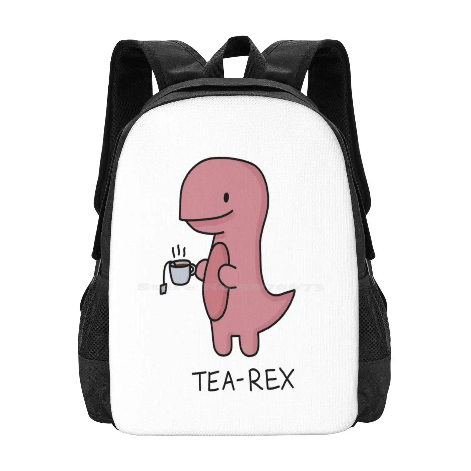 Tea-Rex' Illustration Hot Sale Schoolbag Backpack Fashion Bags Tea Rex T Rex Dinosaurs Cute World Extinct Tea Is Life Love Tea