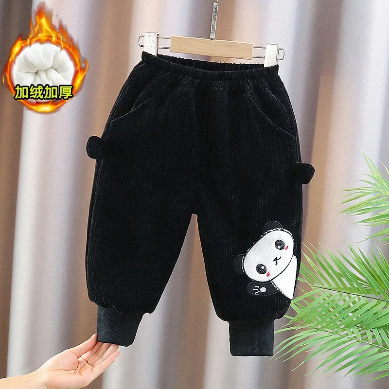 

Новая осенне-зимняя одежда для малышей, утепленные штаны для девочек, детская одежда для мальчиков, брюки с героями мультфильмов для младенцев, спортивная одежда для малышей