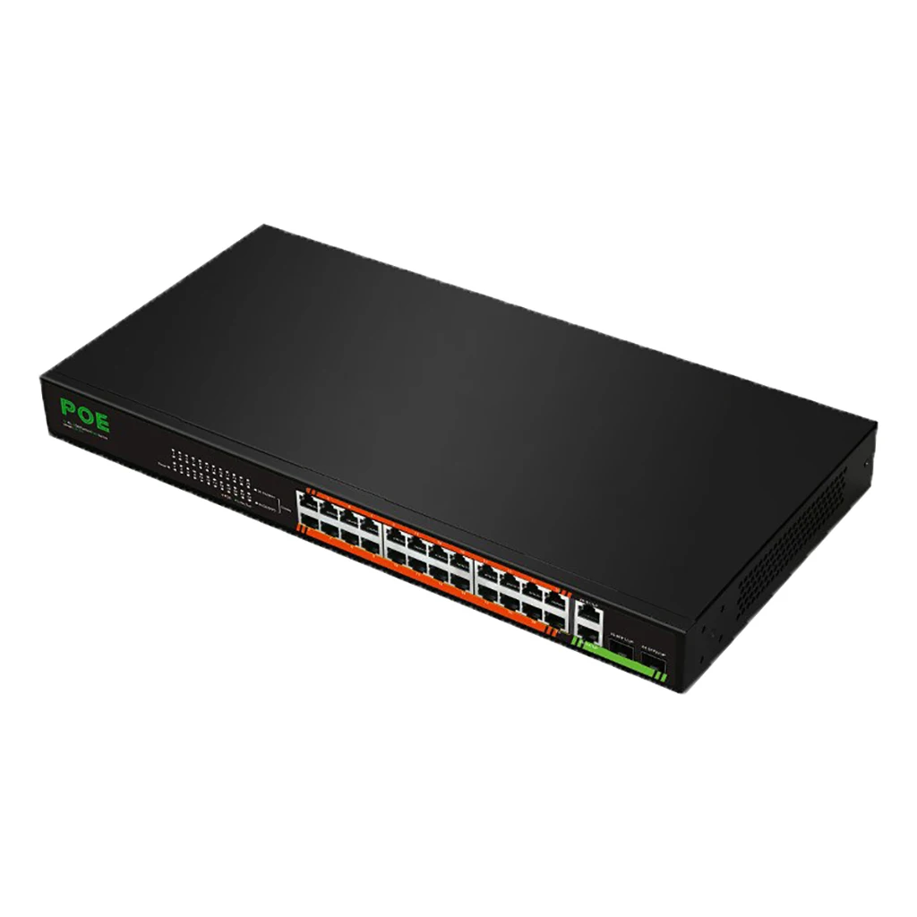 

24-Ports RJ45 + 2-Ports SFP 1000Mbps Combo Unmanaged Ethernet Switch PoE Port 10.4Gbps Switch Support Auto MDI/MDIX 10/100Mbps