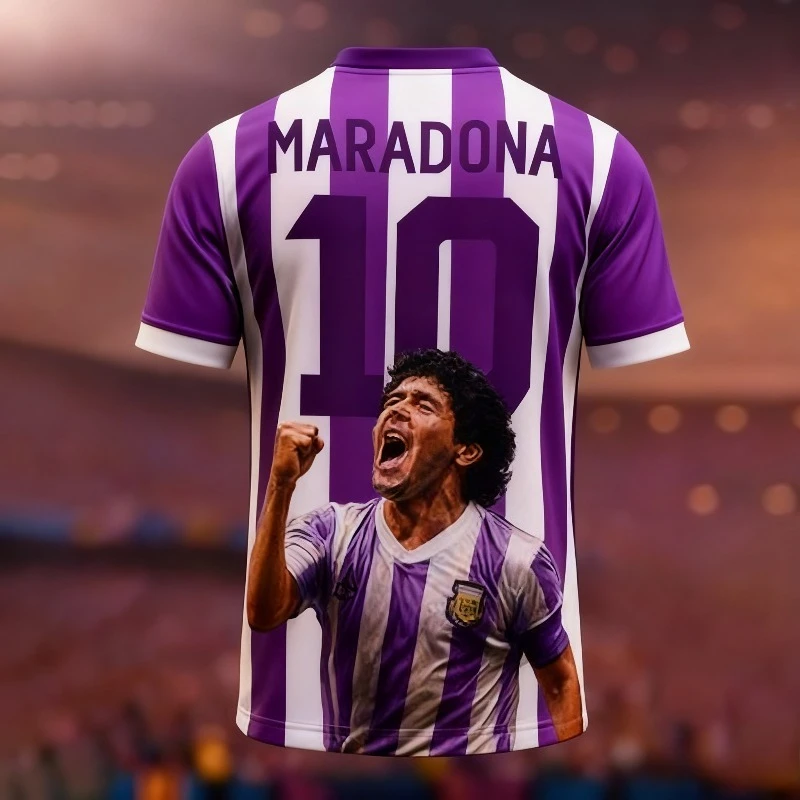 حار بيع كرة القدم الملك مارادونا الأزياء طباعة مروحة مجموعة محدودة التذكارية كرة القدم قميص الصيف الرياضة الأعلى
