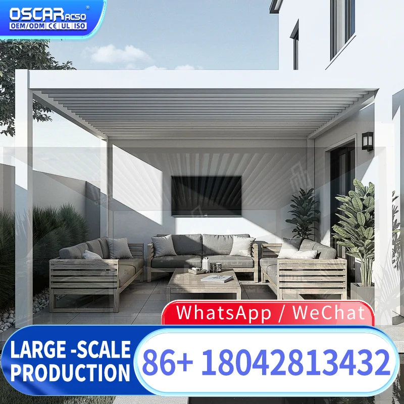 Outdoor Louver Roof System Custom Size Luxury Garden Gazebo Kits for Backyard Patio Poolside pergola