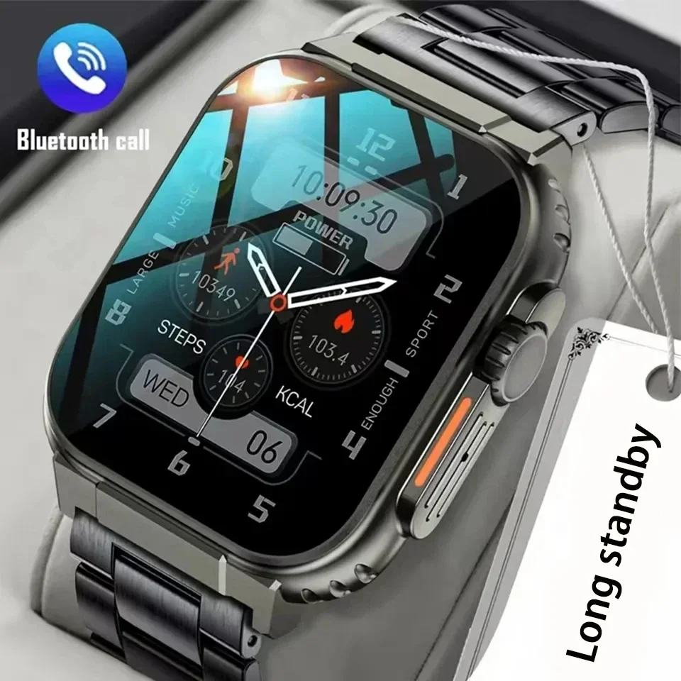 600mAh Battery 100+Sports Fitness Tracker Waterproof Smartwatch Military Craft AMOLED HD BT Call Women Men Smart Watch