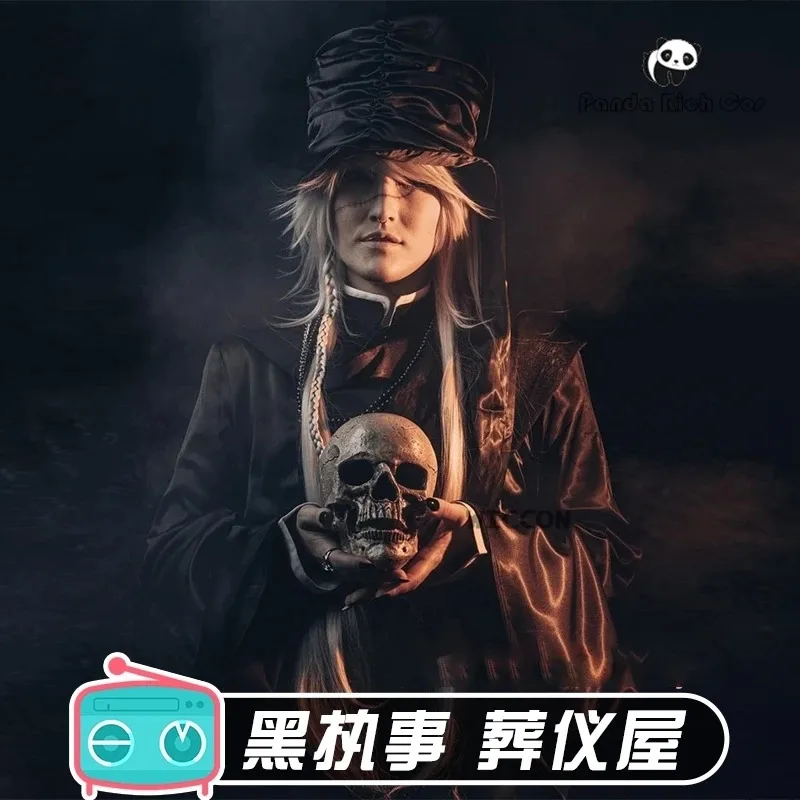 Black Butler Undertaker Disfraz Peluca Kuroshitsuji Anime Uniformes Fiesta de Halloween Andateika Grim Reaper Cosplaya;k6;8',