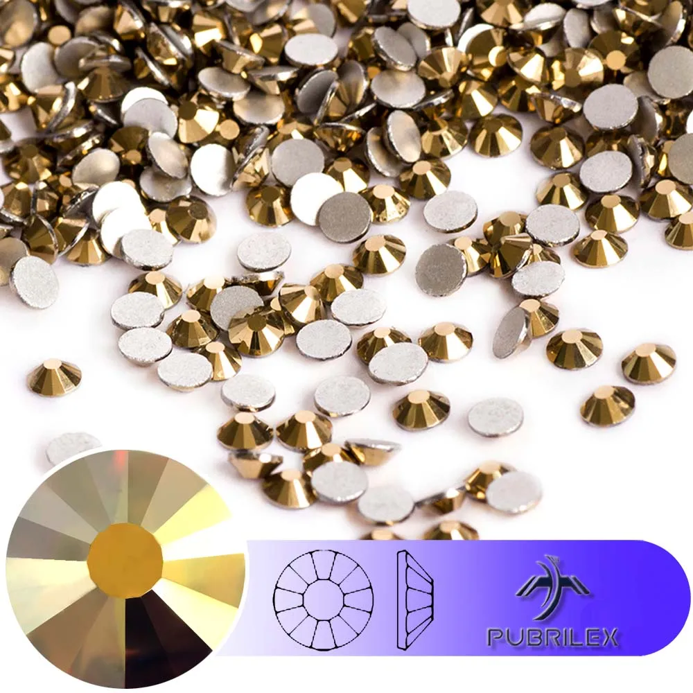 PUBRILEX Aurum crystal glass Nail Art Strass Glitter rhinestones flat back Stones for Nail Art Garment Craft