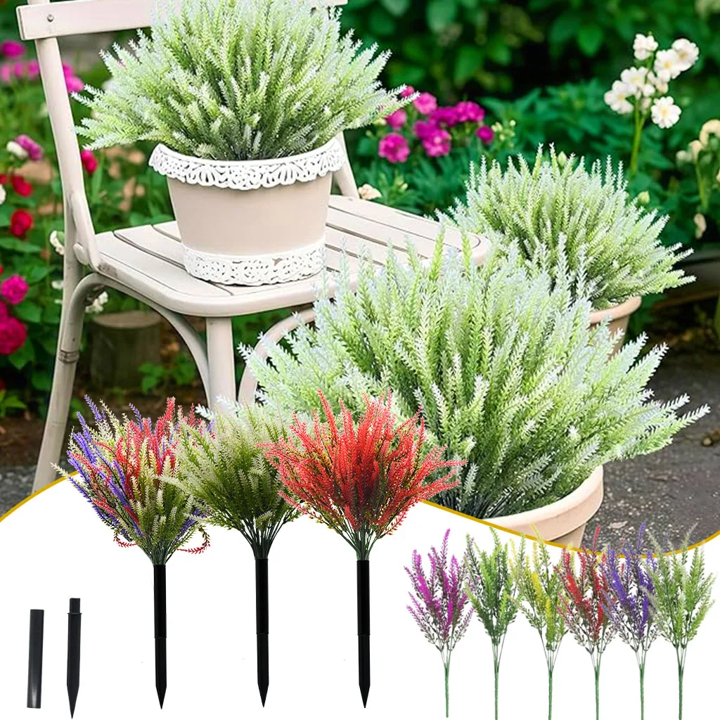 

2-16 шт., 5-зубчатые искусственные цветы лаванды, устойчивые к ультрафиолетовому излучению, искусственные растения для наружного декора сада, искусственный пластиковый цветок, украшение для дома