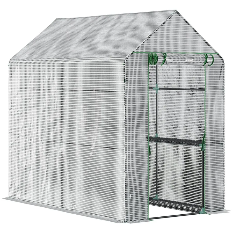 

Walkin Small Greenhouse 47x73x75 Portable Plant Flower Growing House with Rollup Door 4 Shelves White