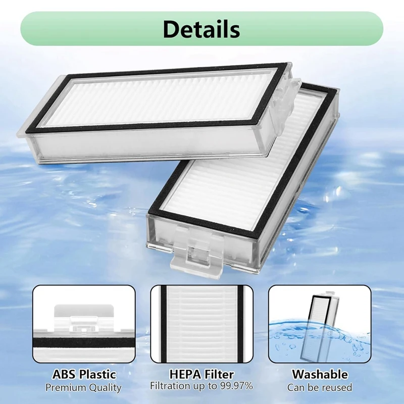 4 Pack Washable Filter For Roborock Q7, Q7+, Q7 Max, Q7 Max+, Q5 Pro, Q5 Pro+, Q8 Max, Q8 Max+ Robot Vacuum HEPA Filter