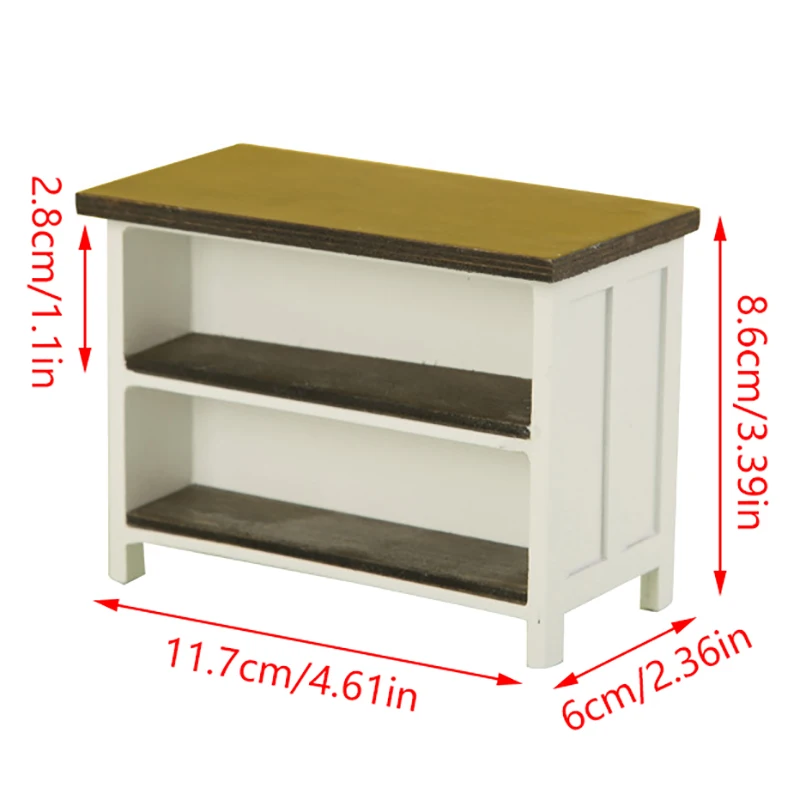 Double Layer Mesa De Armazenamento para Dollhouse, Secretária Em Miniatura, Decoração Modelo De Móveis, Toy Doll House Acessórios, 1:12