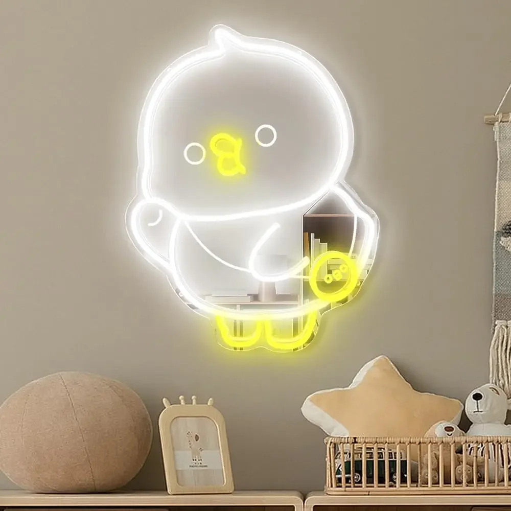 

Duck Mirror Neon Sign Dimmable USB Neon Light for Trendy Party Club Bedroom Bar Kid Room Wall Decor Valentine's Birthday Gifts