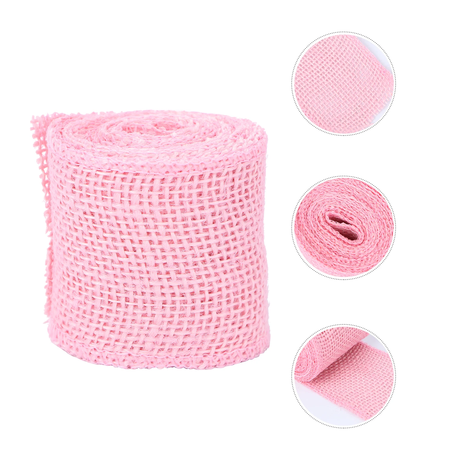 

2M Pink Burlap Ribbon Roll Jute Material 6Cm Wide for Christmas Decoration Wreath Wrap General Crafts Burlap Ribbon Roll