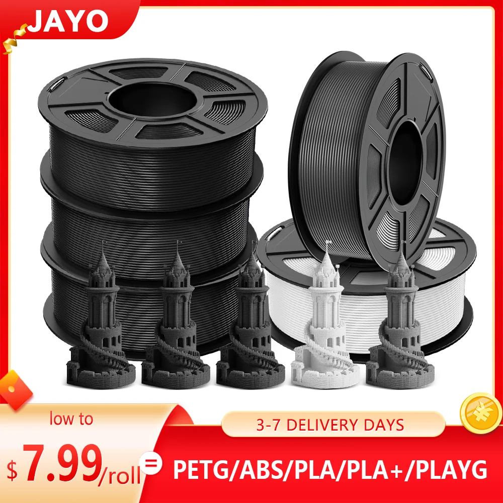 JAYO 3D Printer PLA/PLA Meta/PETG/PLA PLUS/PLA Matte Filament 1.75mm+/-0.02mm 5Rolls 3D Printing Materials for 3D Printer&3D Pen